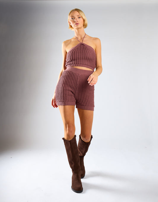 Mink Ribbed Shorts