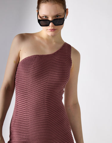 Mink Textured Knit Midi Dress