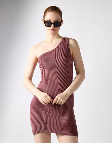 Mink Textured Knit Midi Dress