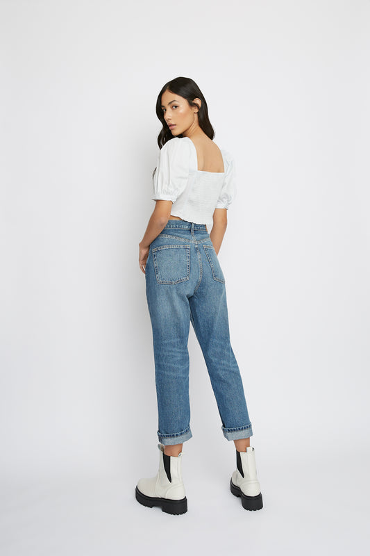 Pale Blue Key-Hole Crop-Top