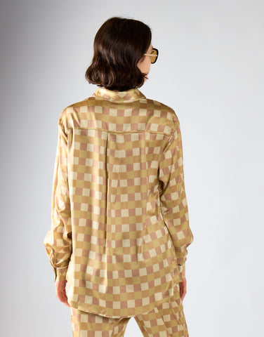 Glamorous Brown Khaki Check Oversized Pyjama Style Shirt