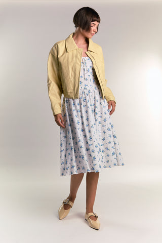 Yellow Cropped Faux Leather Jacket