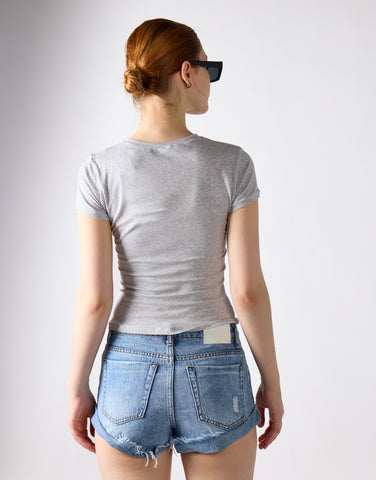 Antique Wash Denim High-Waist-Shorts