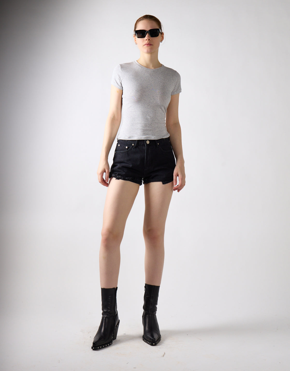 Glamorous Women's Black Denim High-Waist-Shorts