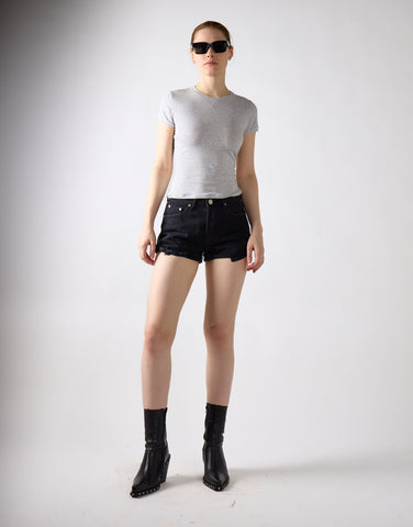 Glamorous Women's Black Denim High-Waist-Shorts