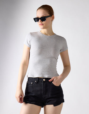 Glamorous Women's Black Denim High-Waist-Shorts