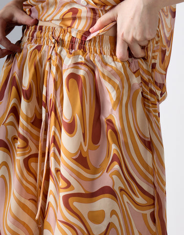 Retro Marble High-Waisted Loose-Shorts
