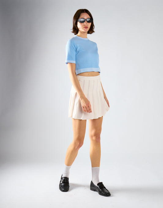 Glamorous Off White Pleated Mini Skirt
