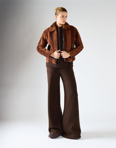 Full Sleeves Cardigan - Brown Stripe Fur