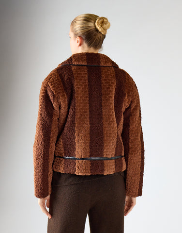 Full Sleeves Cardigan - Brown Stripe Fur