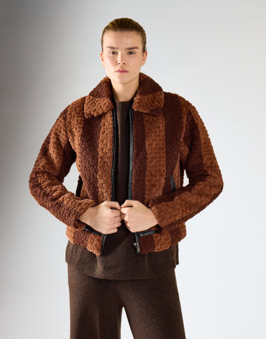 Full Sleeves Cardigan - Brown Stripe Fur
