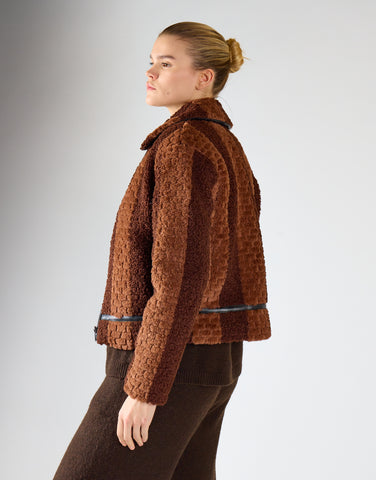 Full Sleeves Cardigan - Brown Stripe Fur