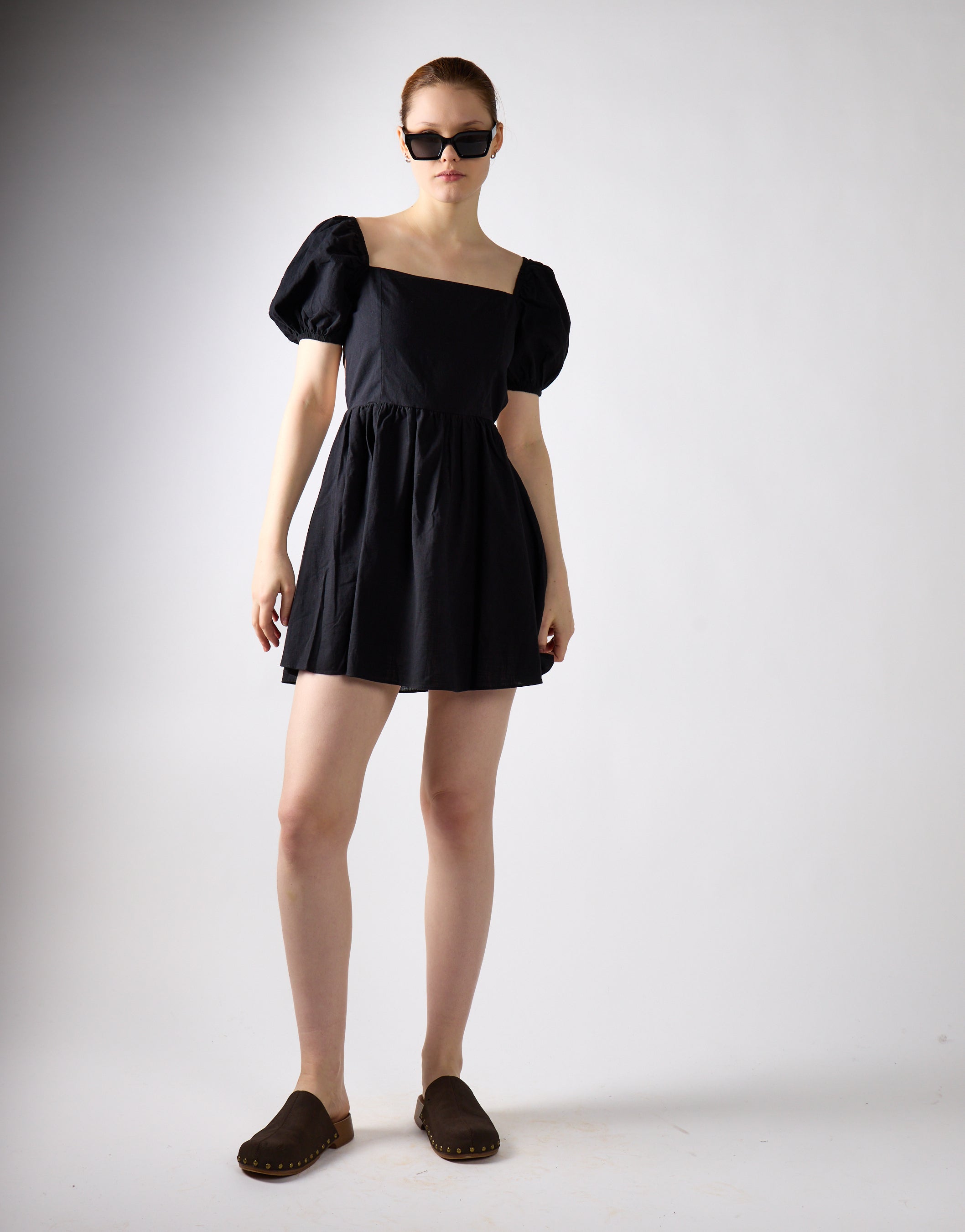 Black Open-Back Babydoll Mini Dress Black Open-Back Babydoll Mini Dress