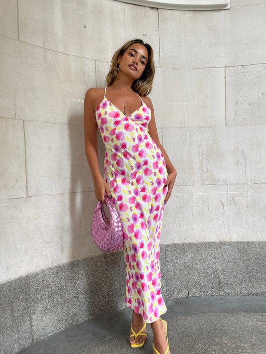Sweet Dreams Blush Pink Maternity Asymmetric Ruched Midi Dress – Club L  London - UK