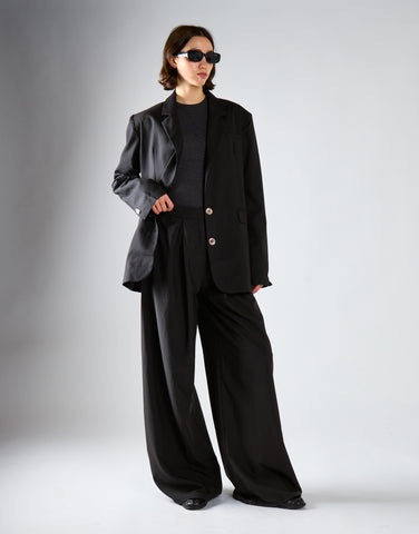 Black High-Waisted Wide-Leg Trousers