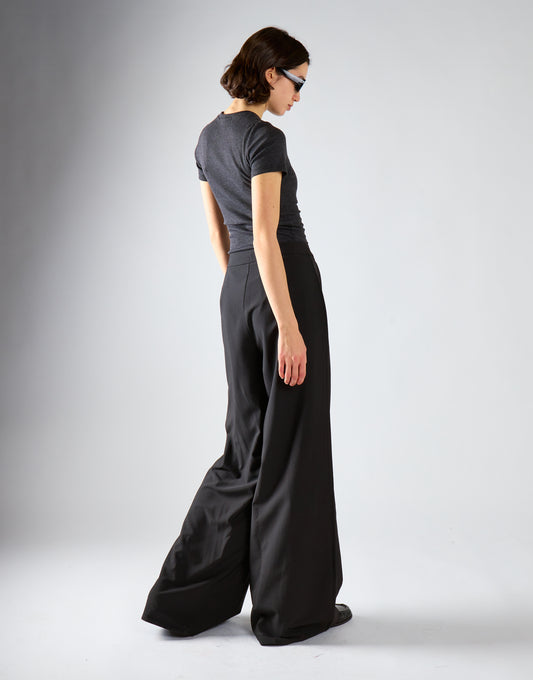 Black High-Waisted Wide-Leg Trousers