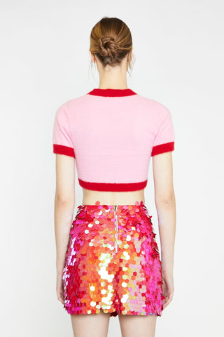 Red Large-Sequin Mini-Skirt