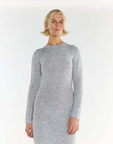 Grey-Marl Bodycon Knitted Maxi-Dress