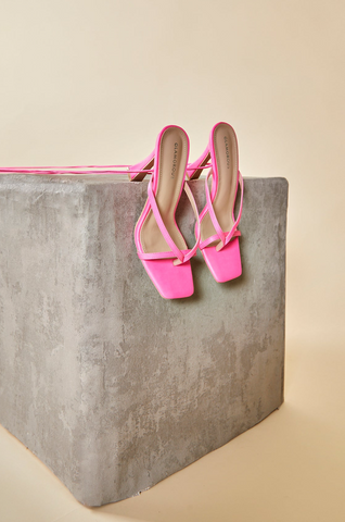 Glamorous Hot Pink Strappy Wrap Tie Heels Glamorous