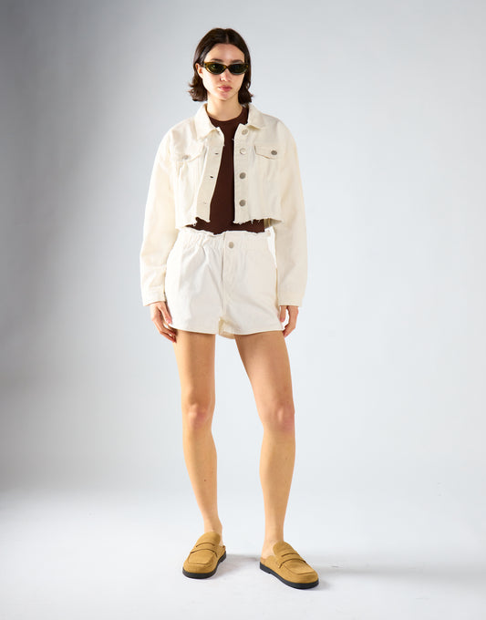 White Cropped Denim Jacket