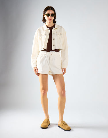 White Cropped Denim Jacket