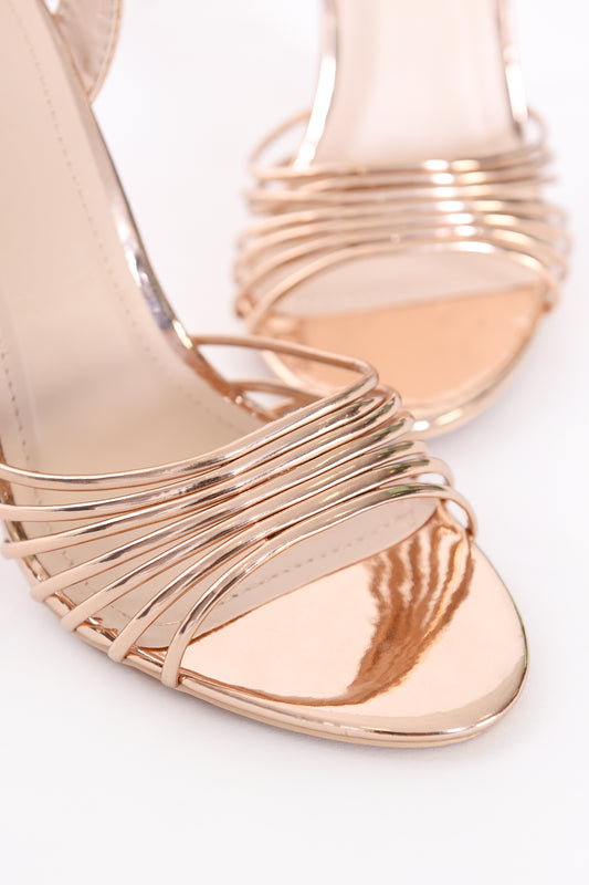 Strappy Rose Gold Heeled Sandal