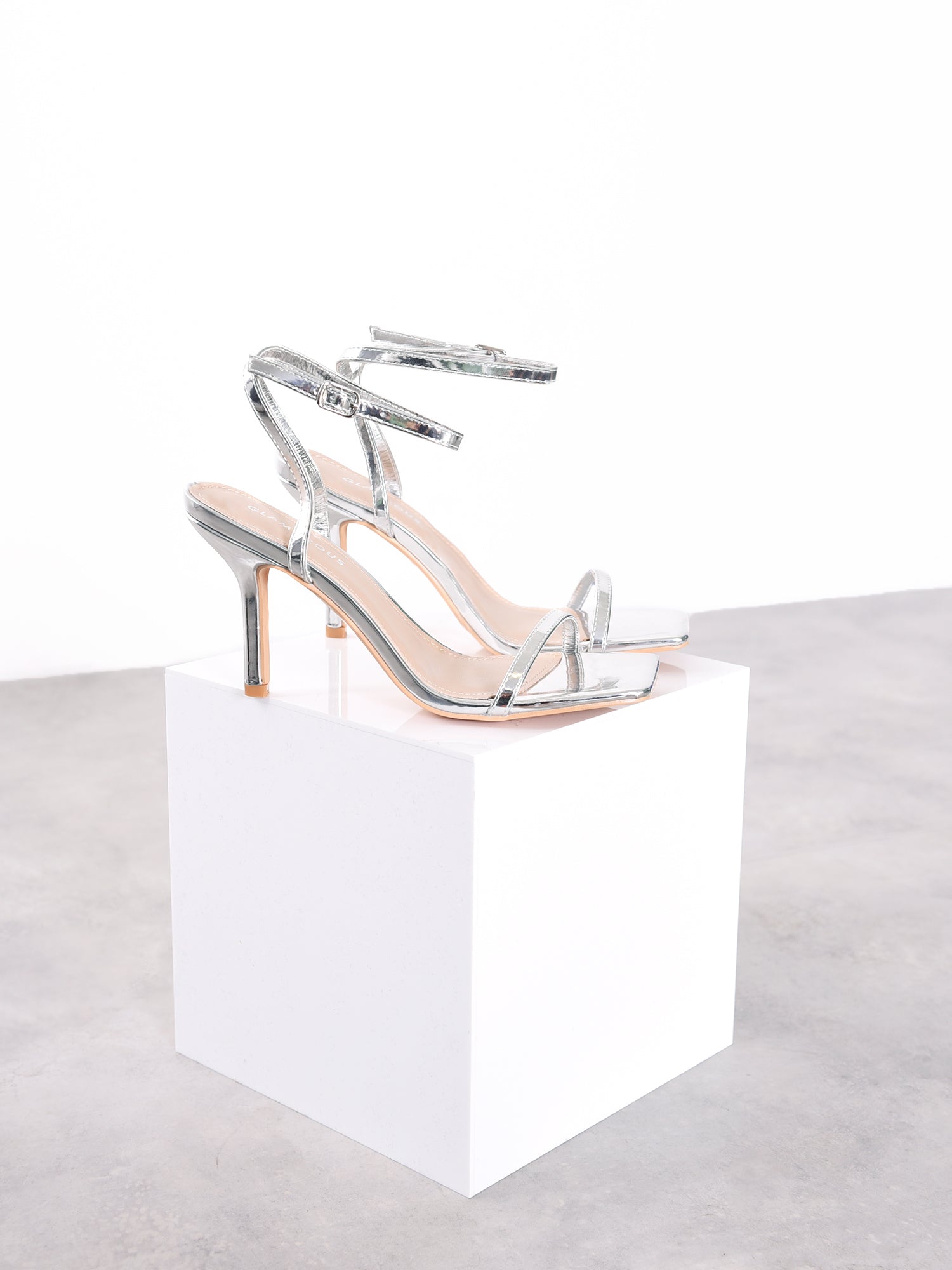 Wide Fit Silver Barely There Strappy Heels