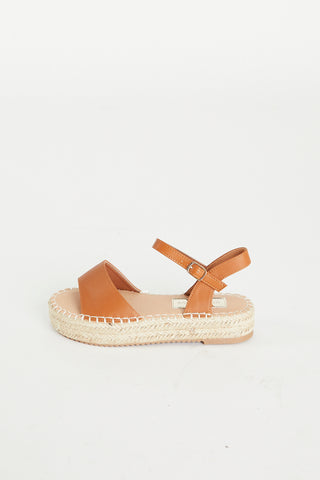 Tan Chunky Espadrille Flat Form Sandals