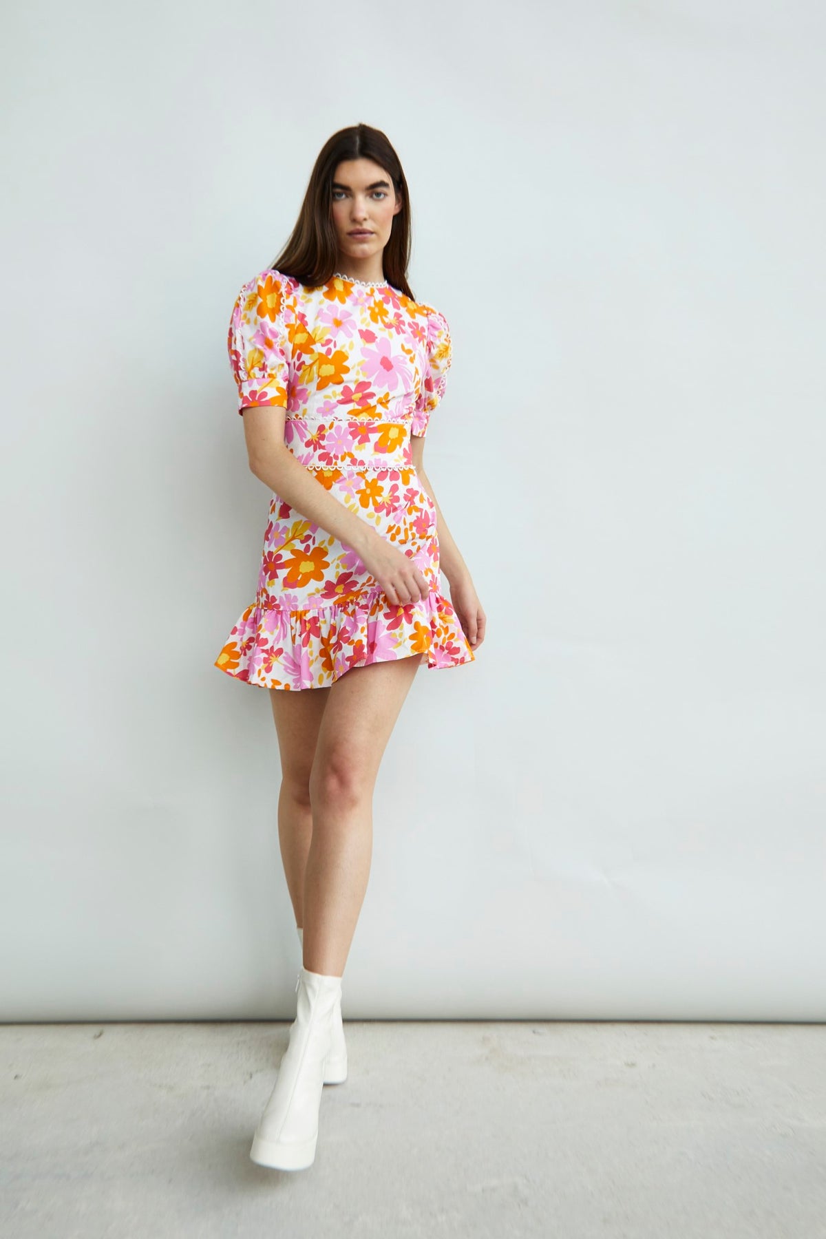 puff sleeve peplum mini dress Puff Sleeve Peplum Mini Dress