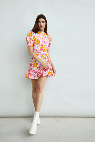 Glamorous Collection Puff Sleeve Peplum Mini Dress