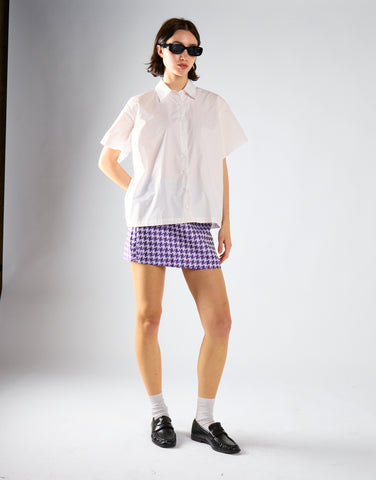 Purple-Houndstooth Mini Skirt