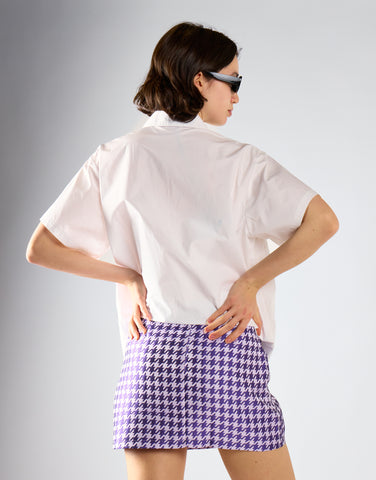 Purple-Houndstooth Mini Skirt