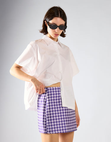 Purple-Houndstooth Mini Skirt
