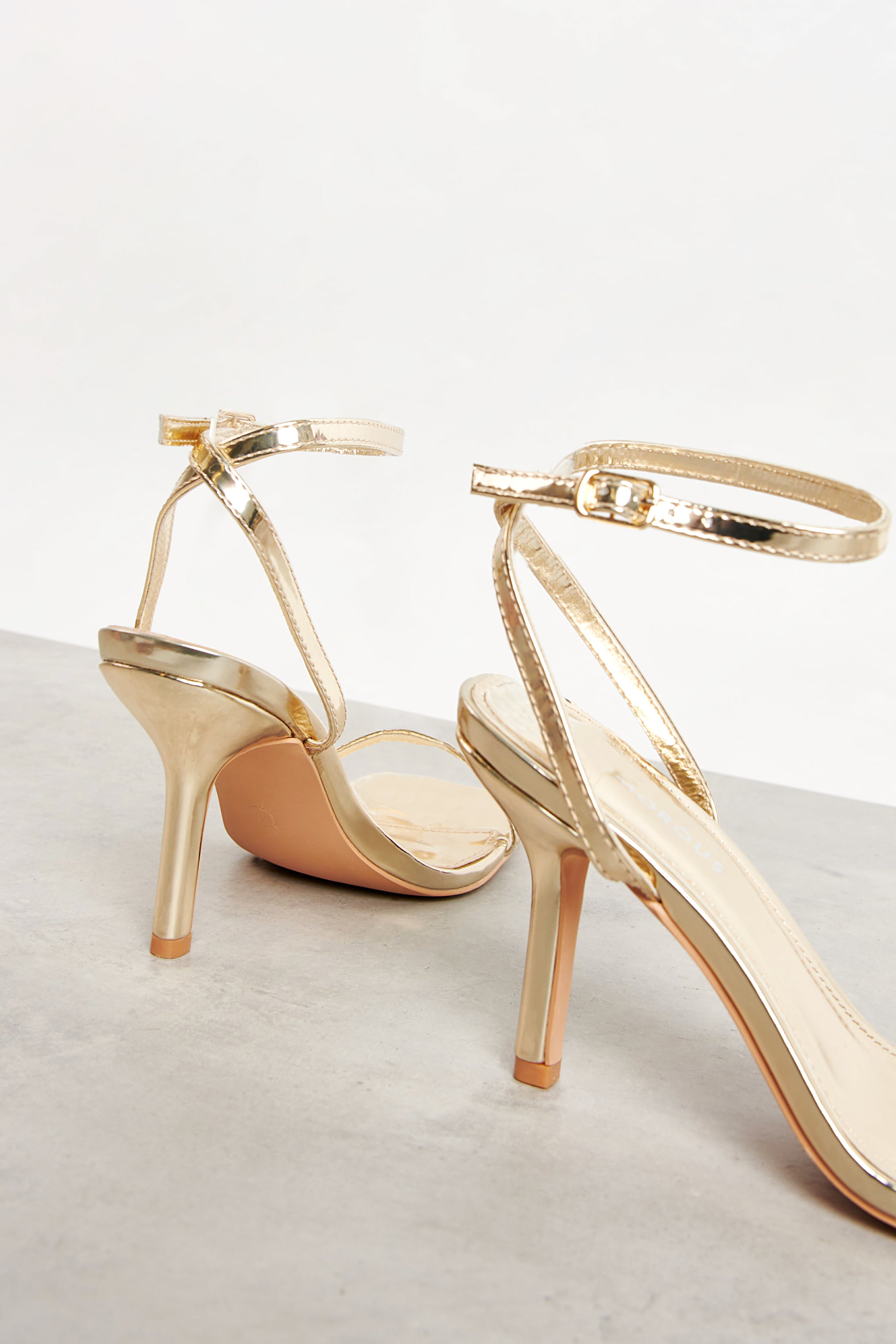 Wide Fit Gold Barely There Strappy Heels