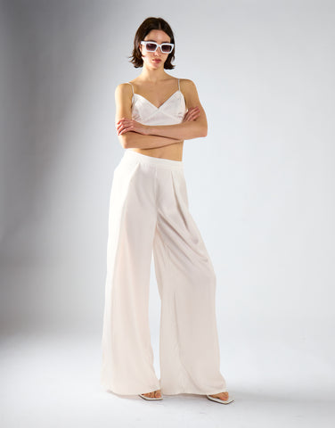 Glamorous Modest Off White Sateen Trousers