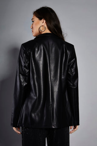 Glamorous Studio Black PU Blazer Jacket