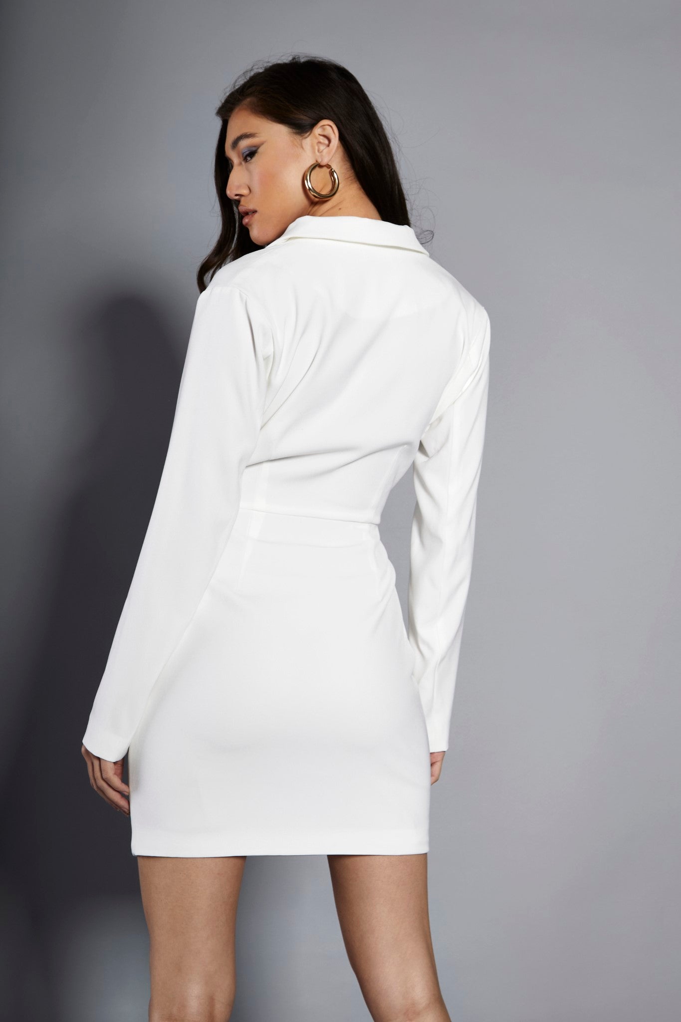 Glamorous Studio White Blazer Dress with Cut Out Details
