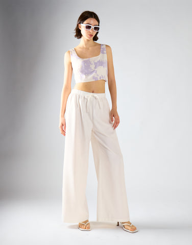 Glamorous Misty Lilac Abstract Crop Top