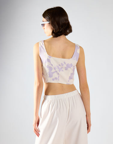 Glamorous Misty Lilac Abstract Crop Top