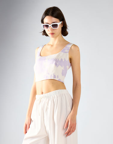 Glamorous Misty Lilac Abstract Crop Top