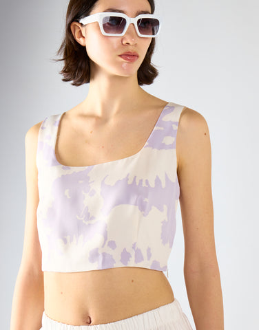 Glamorous Misty Lilac Abstract Crop Top
