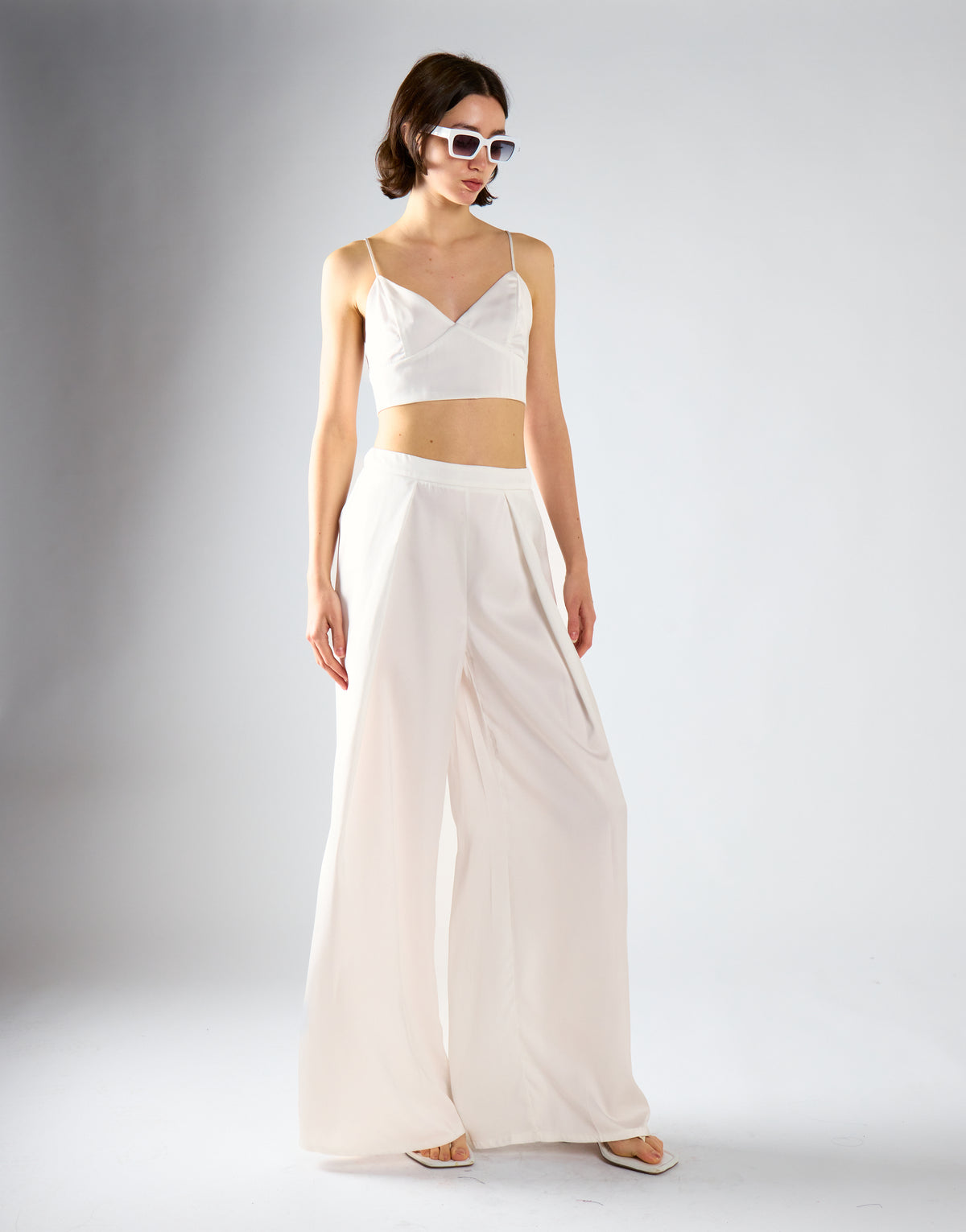 Glamorous Studio White Satin Seamed Bralette