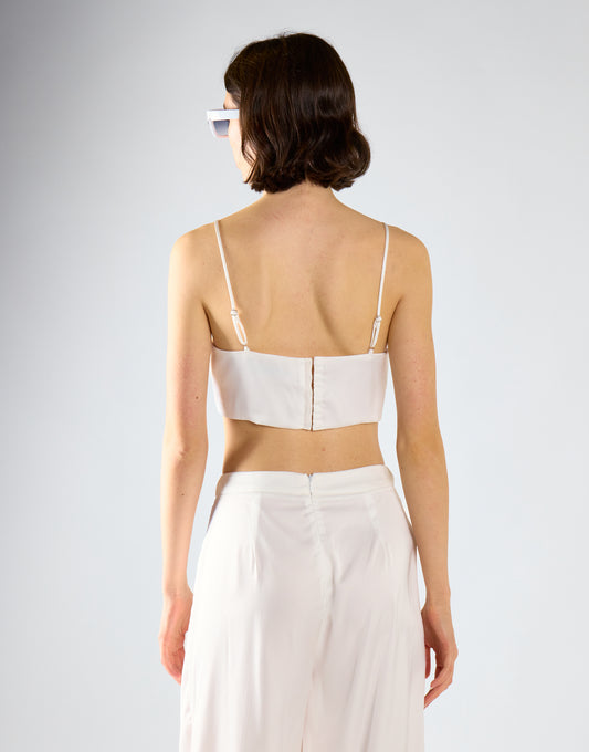 Glamorous Studio White Satin Seamed Bralette