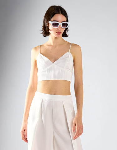 Glamorous Studio White Satin Seamed Bralette