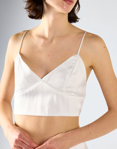 Glamorous Studio White Satin Seamed Bralette