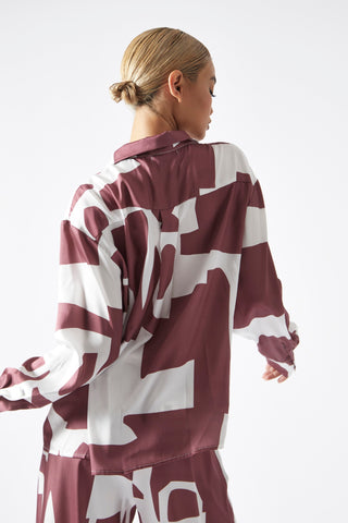 Dark-Rose Abstract Oversized Shirt