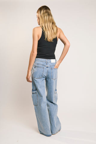 Mid Stonewash Cargo-Jeans