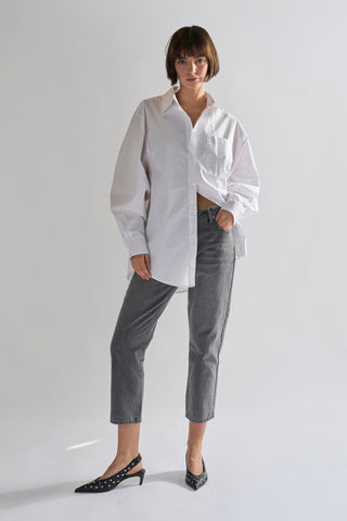 Grey Wash Low-Rise Cropped Jeans