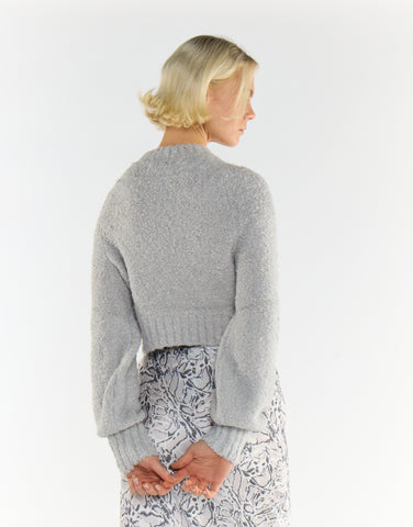Grey-Marl Crew-Neck Crop-Jumper