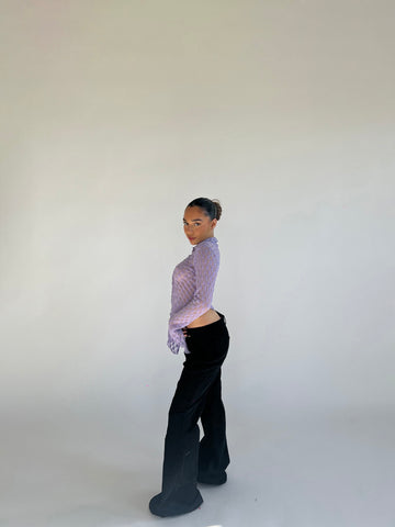 Lilac Lace Open Front Top